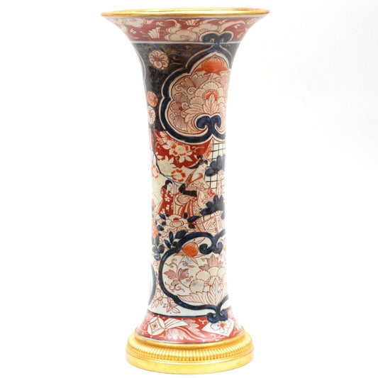 Japanese Imari 18th Century Trumpet Vase 23 inches in Height Edo Period Ormolu Gilded Mounts