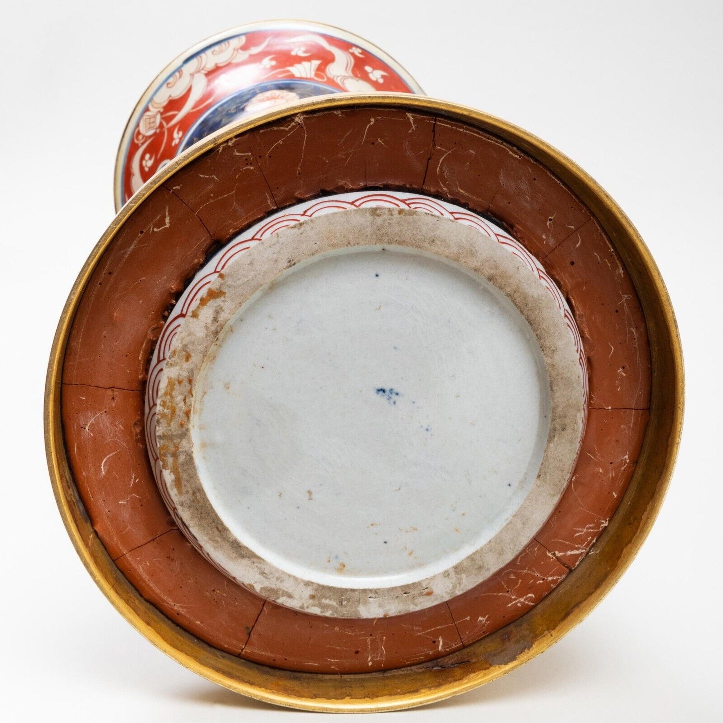 Japanese Imari 18th Century Trumpet Vase 23 inches in Height Edo Period Ormolu Gilded Mounts