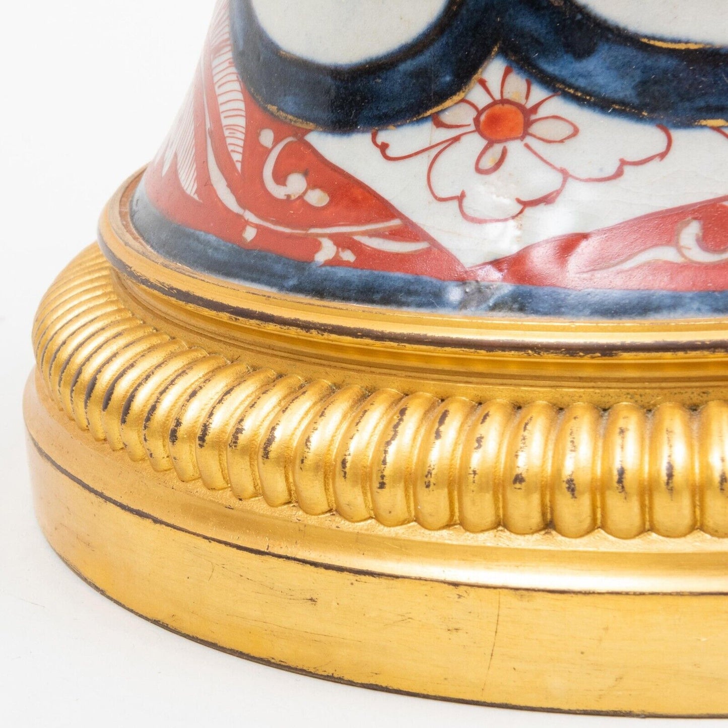Japanese Imari 18th Century Trumpet Vase 23 inches in Height Edo Period Ormolu Gilded Mounts