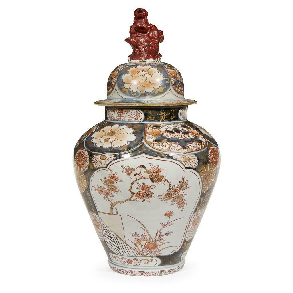Japanese Imari 18th Century Circa 1700 Covered Baluster Vase 19 Inches in Height