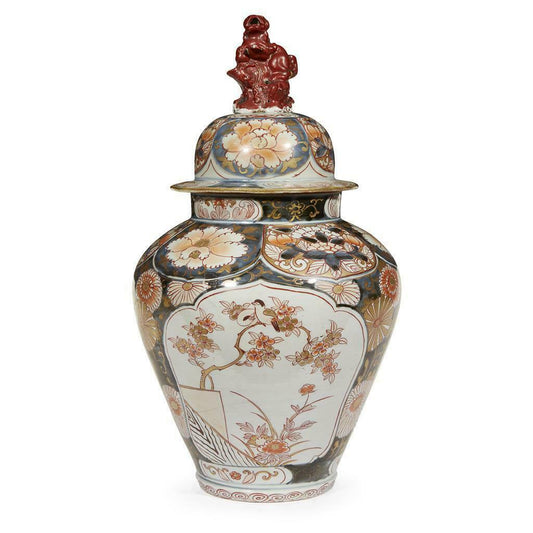 Japanese Imari 18th Century Circa 1700 Covered Baluster Vase 19 Inches in Height