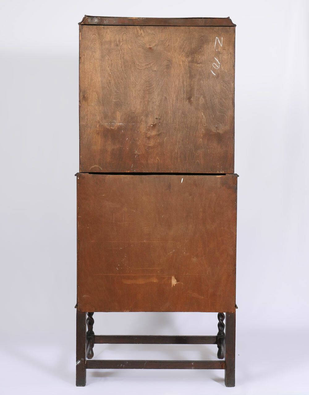 18th / 19th Century English William and Mary Slant Front Desk with Lead Glass Shelves