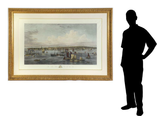 New York City Harbor 1855 HUGE Hand Colored Engraving C. Mottram after J. W. Hill