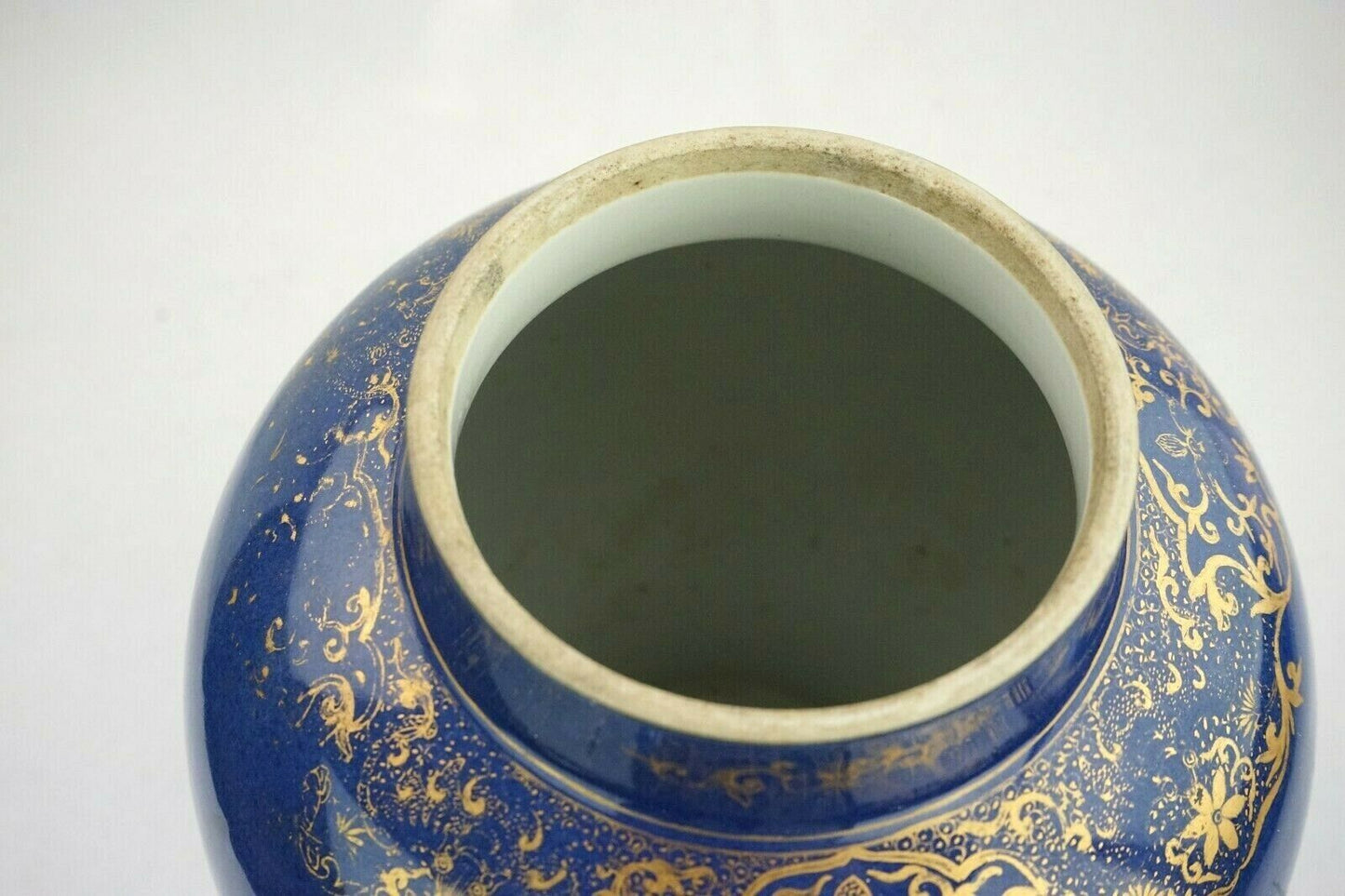 19th Century Chinese Powder Blue and Gilt Lidded Baluster Vase 16 inches Height Authenticated