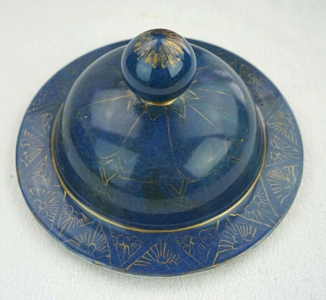 19th Century Chinese Powder Blue and Gilt Lidded Baluster Vase 16 inches Height Authenticated