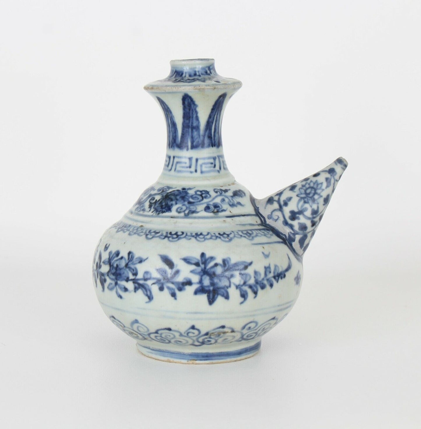 16th C Chinese Ming Dynasty Annamese Blue and White Porcelain Kendi Ewer Pot