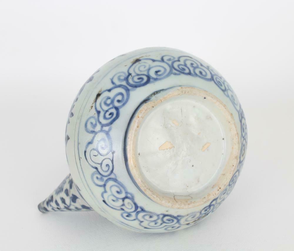 16th C Chinese Ming Dynasty Annamese Blue and White Porcelain Kendi Ewer Pot