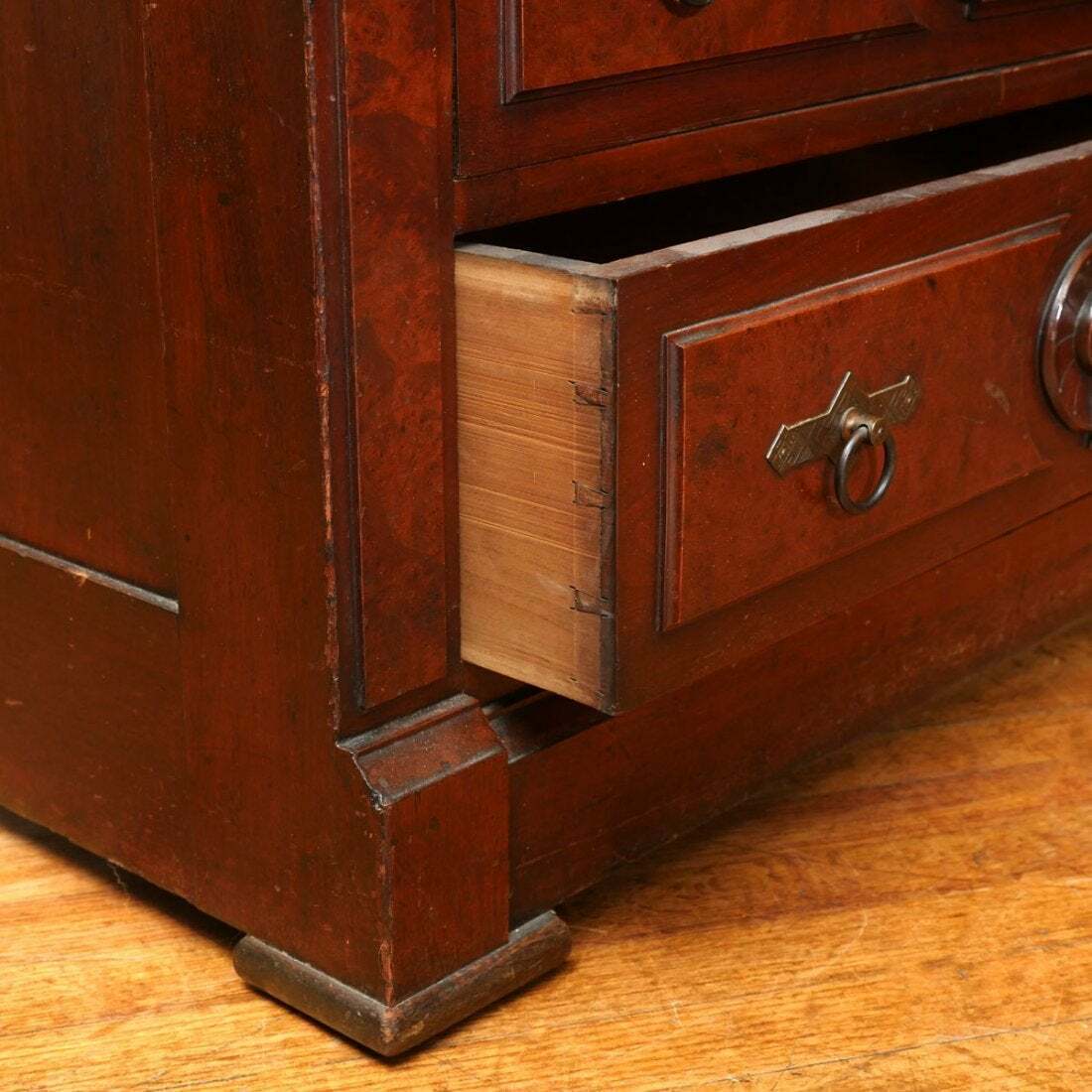 Antique Late 19th Century Burlwood Walnut Accented Drop Front Secretary Desk