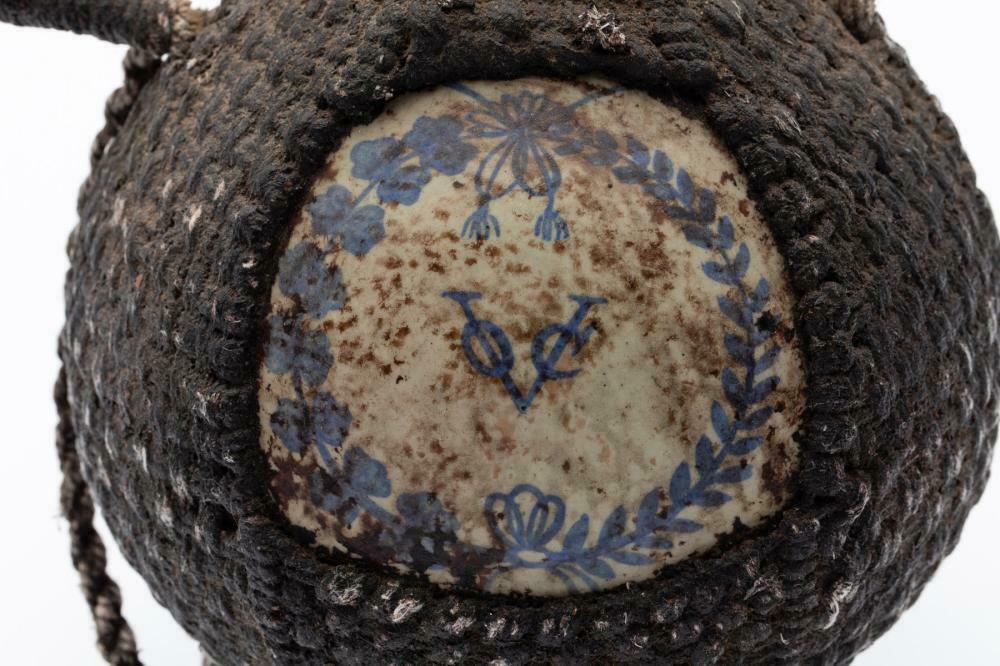 Japanese 18th Century VOC East India Trading Company Bottle Jug with Woven Rope