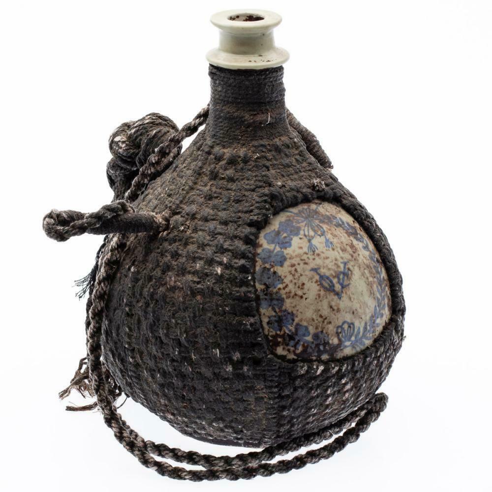 Japanese 18th Century VOC East India Trading Company Bottle Jug with Woven Rope