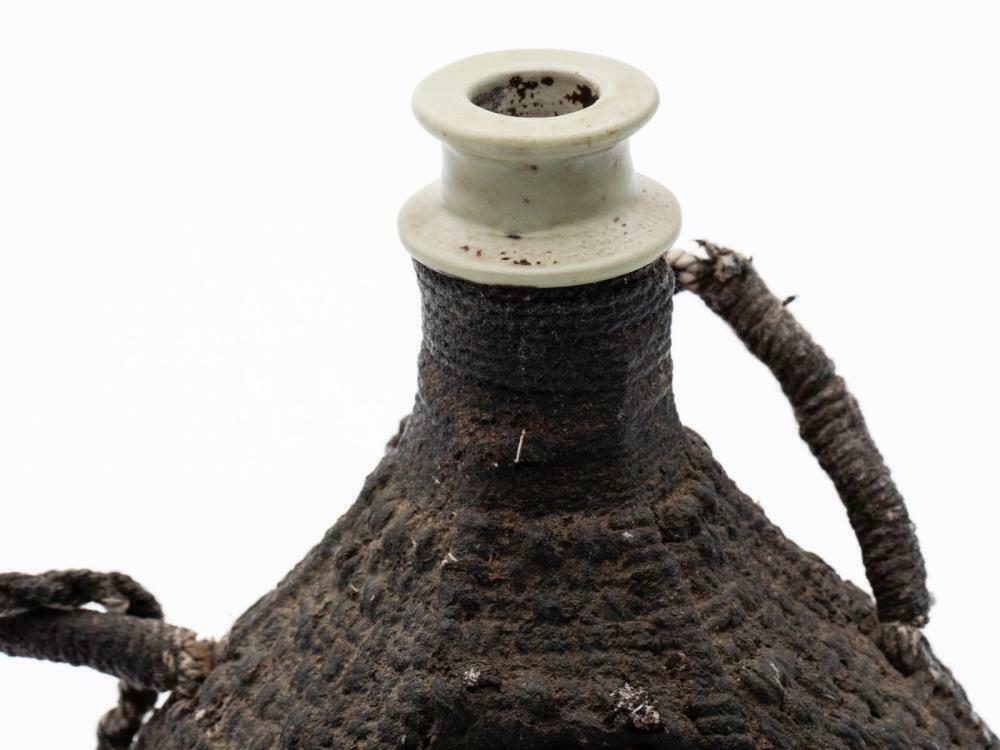 Japanese 18th Century VOC East India Trading Company Bottle Jug with Woven Rope