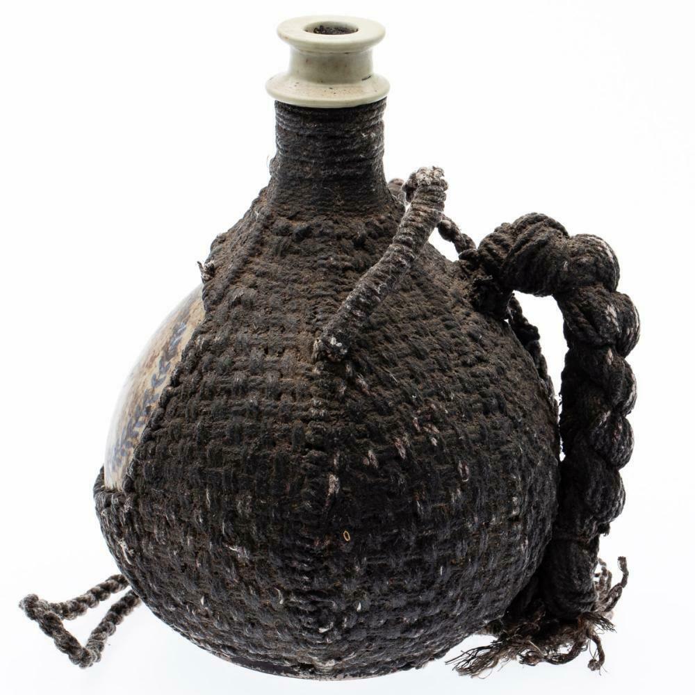 Japanese 18th Century VOC East India Trading Company Bottle Jug with Woven Rope