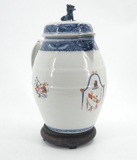 18th C Qianlong Famille Rose Armorial Chinese Export Cider Jug 12 Inch Height