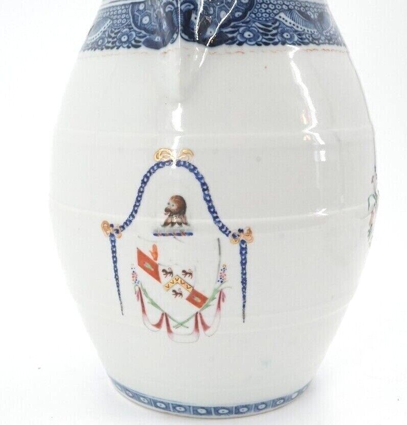 18th C Qianlong Famille Rose Armorial Chinese Export Cider Jug 12 Inch Height