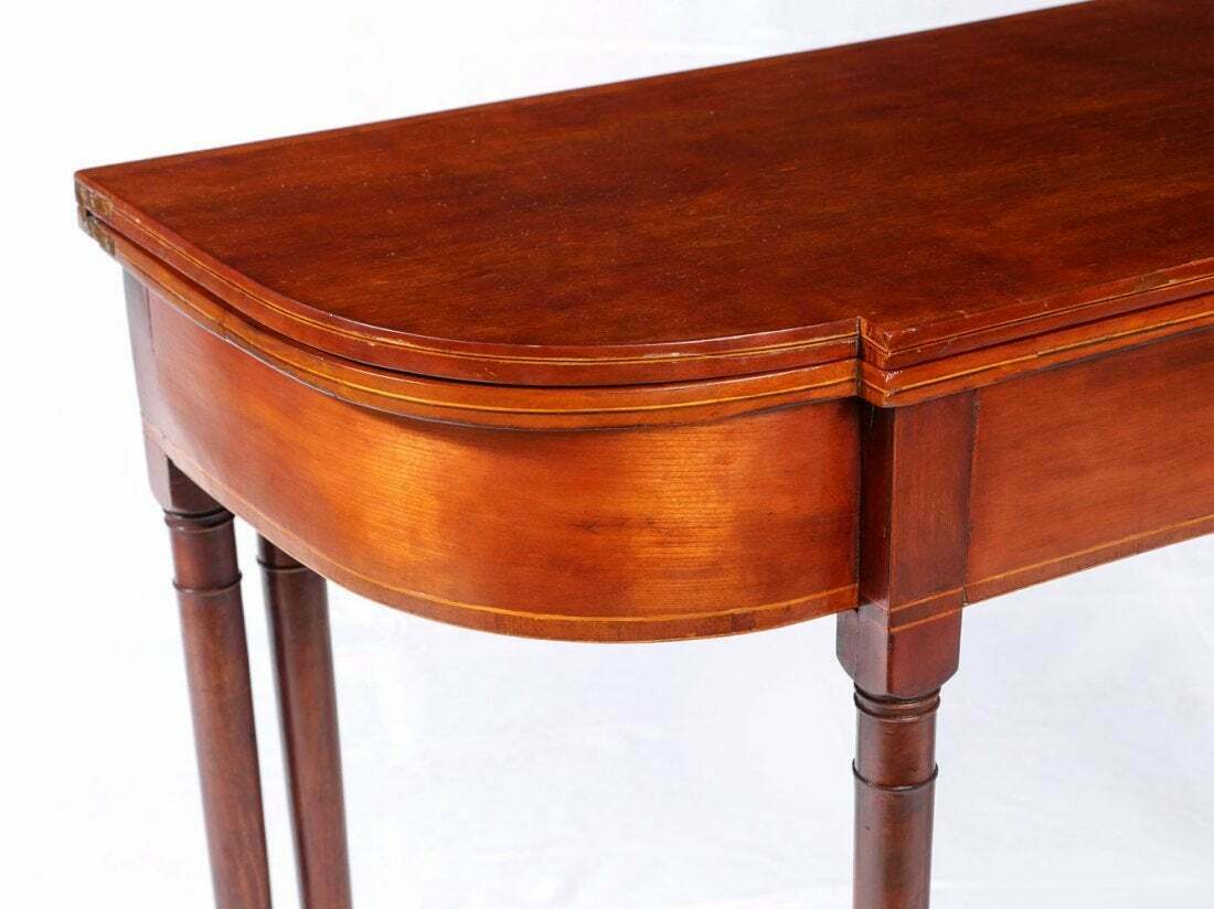 Antique Federal Period Cherry 5 Leg Gaming Table Late 18th Early 19th Century