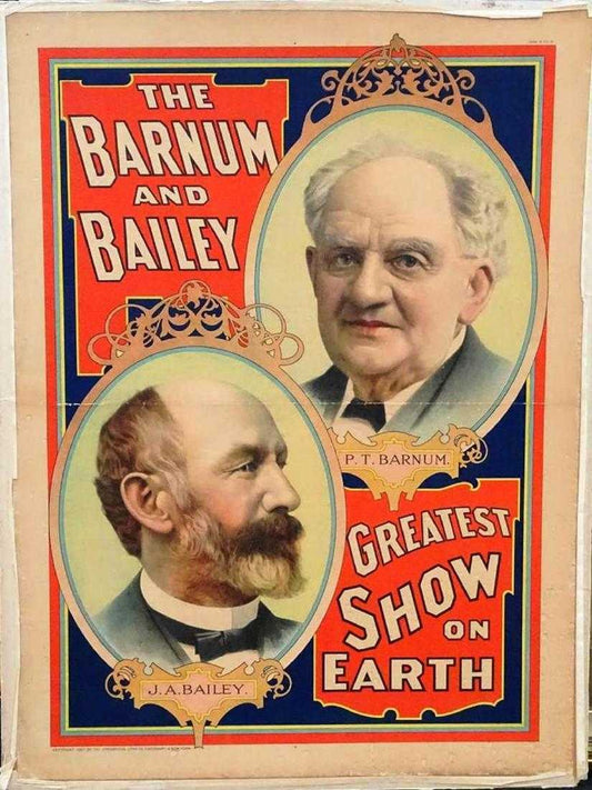 RARE: Original 1897 PT. Barmun & J.A. Bailey Circus Poster By Strobridge