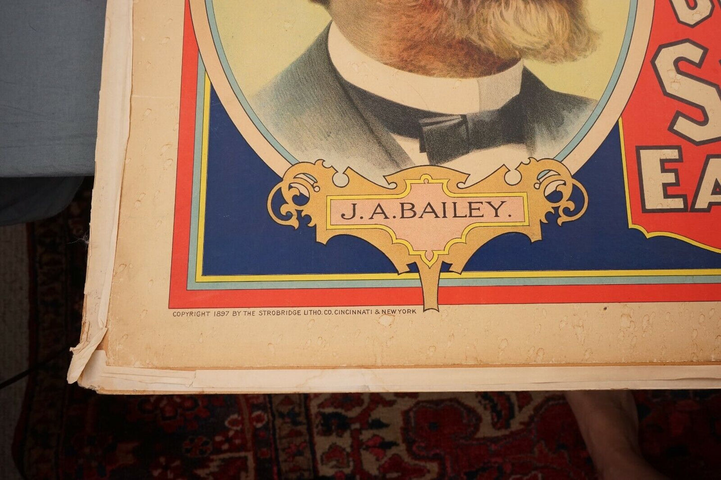 RARE: Original 1897 PT. Barmun & J.A. Bailey Circus Poster By Strobridge