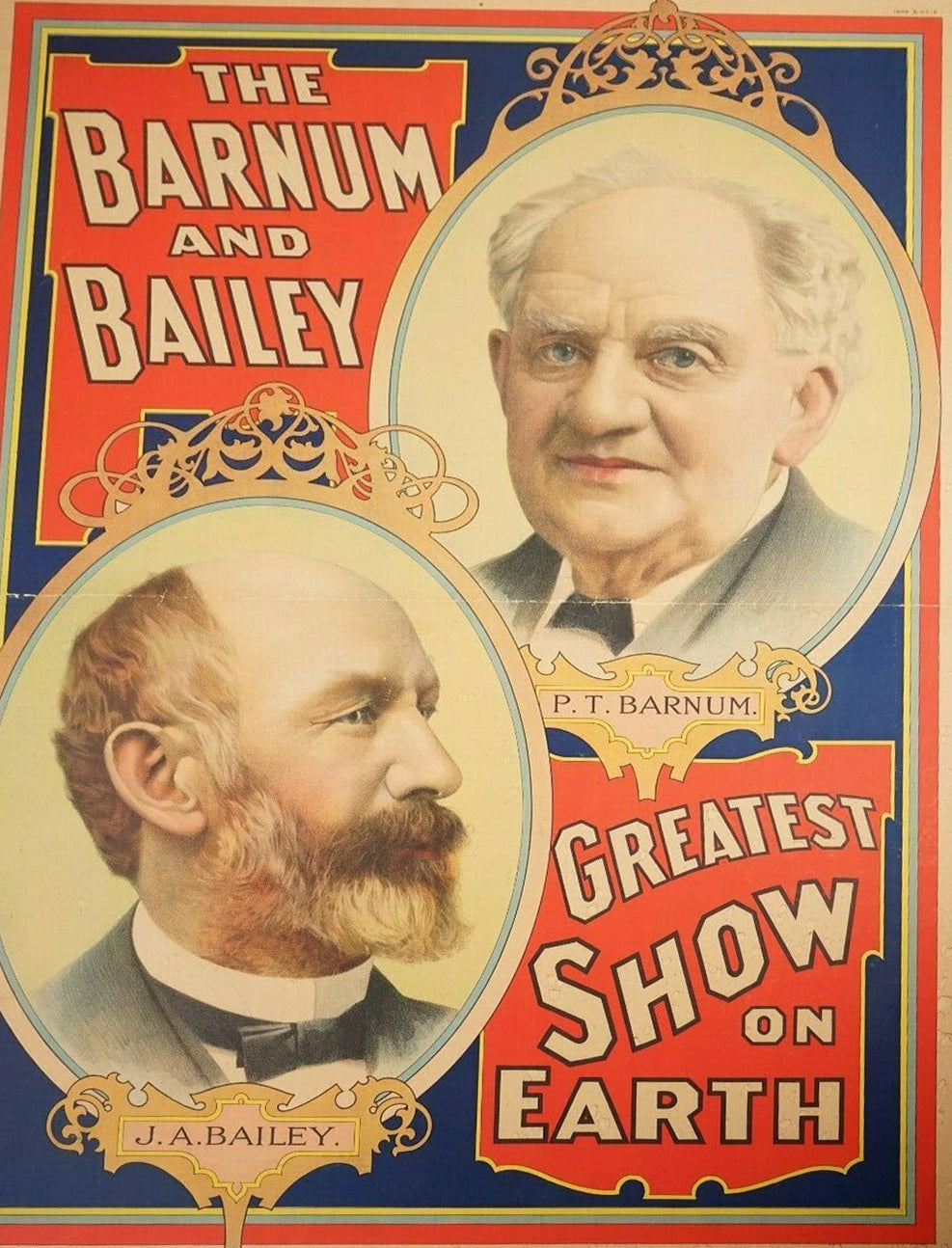 RARE: Original 1897 PT. Barmun & J.A. Bailey Circus Poster By Strobridge