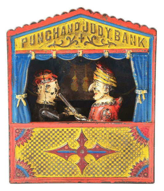 Antique Punch and Judy Mechanical Cast Iron Bank Shepard Hardware 1884