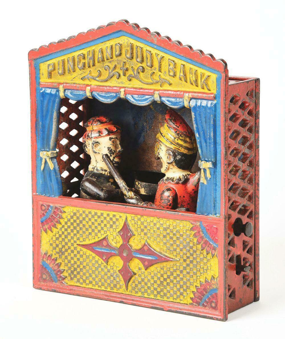 Antique Punch and Judy Mechanical Cast Iron Bank Shepard Hardware 1884