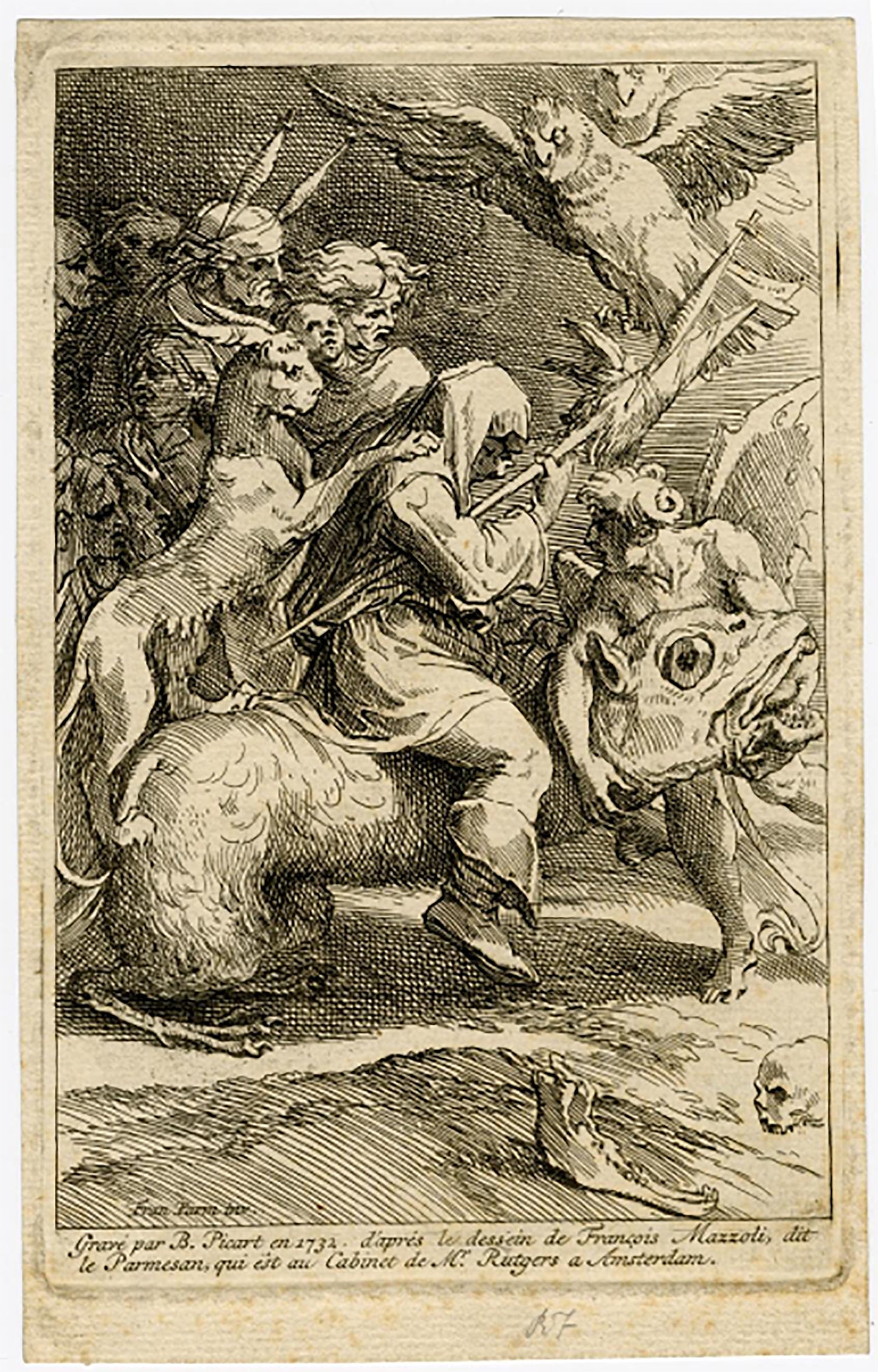 Witches Sabbath Painting After Parmigianino 1503 - 1540 18th century Oil Canvas Restored