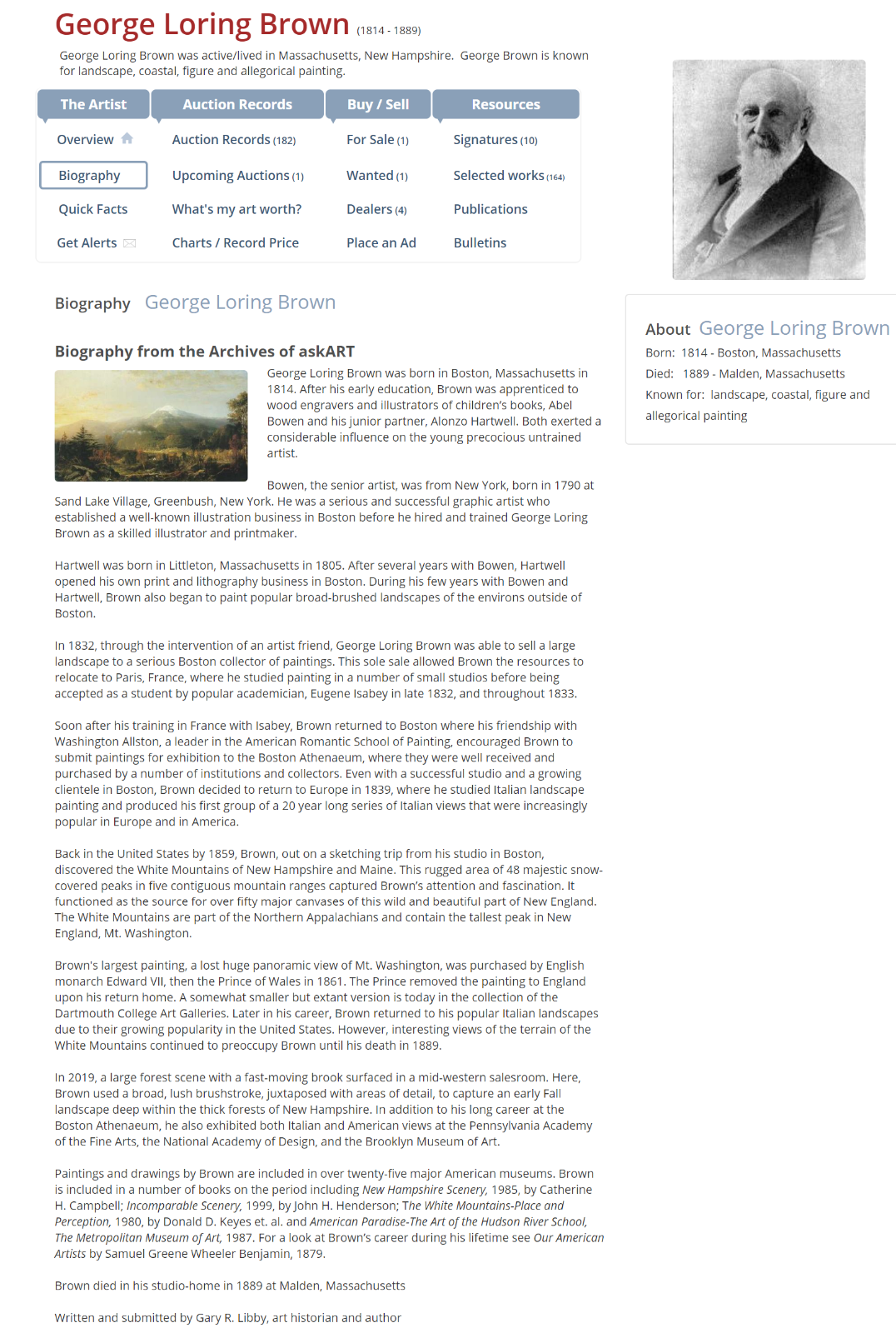 Mountain Wilderness Landscape Painting By George Loring Brown 1814-1889 Dated 1863