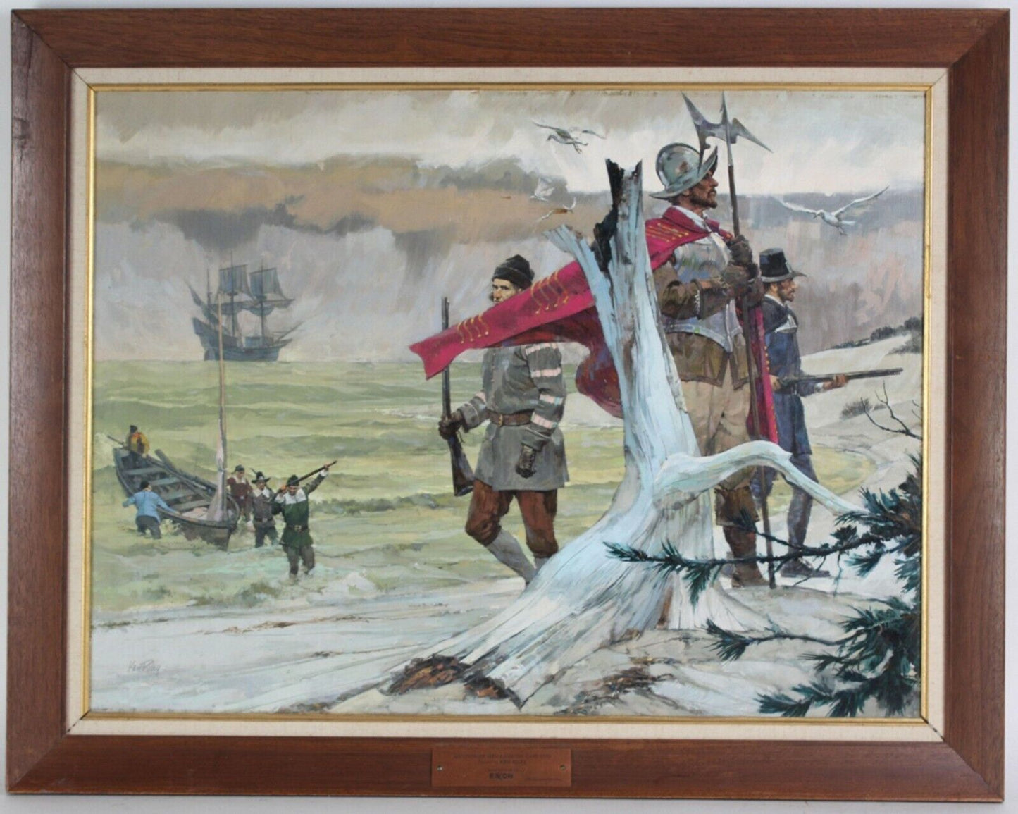 Mayflower Men Land on Cape Cod by Kenneth Riley Original Signed Painting