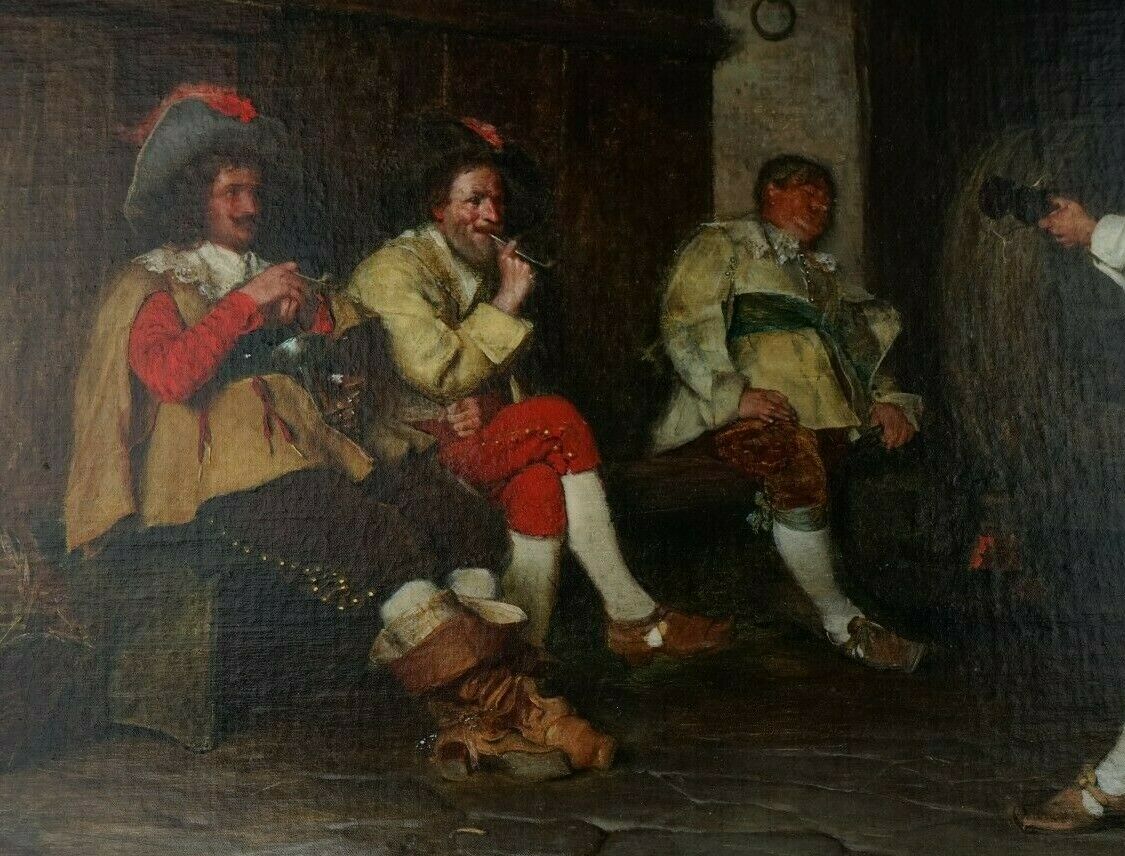Eduardo Gelli  1852 - 1933 Italian Oil on Canvas "The Song" Tavern Scene Dated 1886