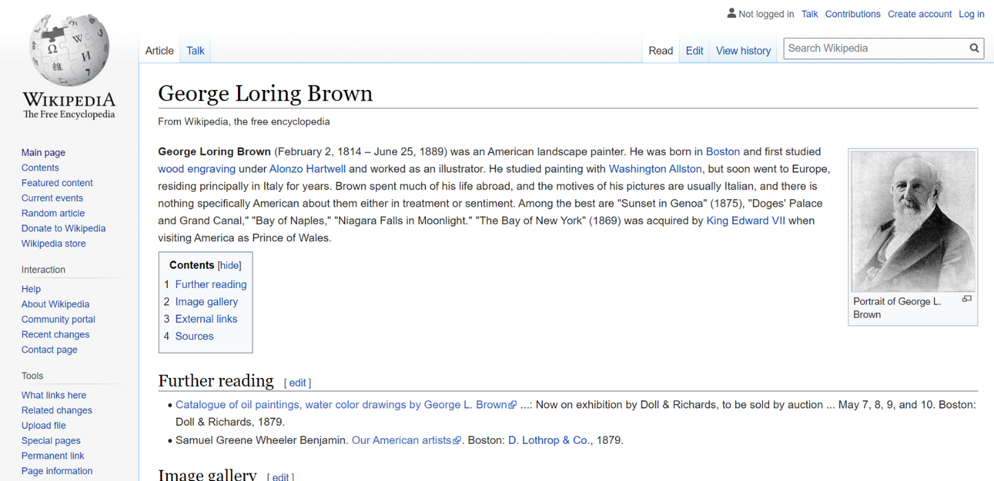 Mountain Wilderness Landscape Painting By George Loring Brown 1814-1889 Dated 1863