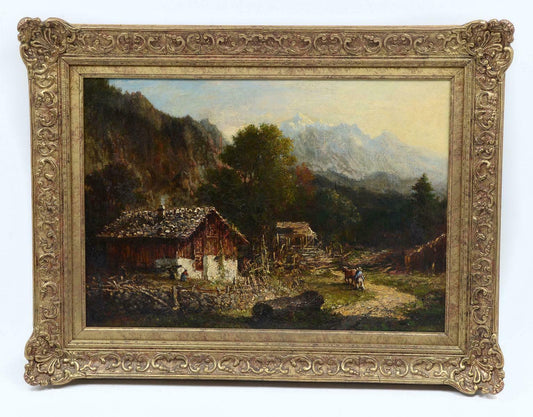 Mountain Wilderness Landscape Painting By George Loring Brown 1814-1889 Dated 1863