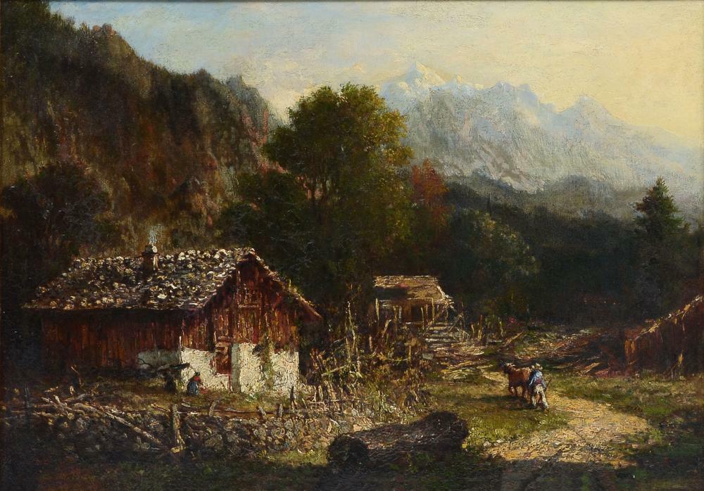 Mountain Wilderness Landscape Painting By George Loring Brown 1814-1889 Dated 1863