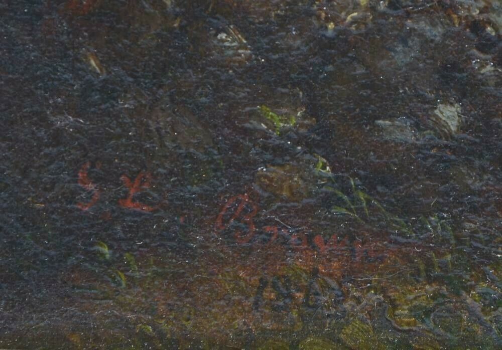 Mountain Wilderness Landscape Painting By George Loring Brown 1814-1889 Dated 1863