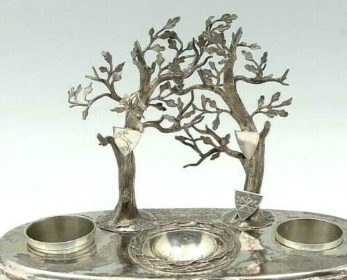 .800 Silver German Inkwell Set Georg Platner Founder 1st German Railroad Dated 1858