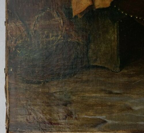 Eduardo Gelli  1852 - 1933 Italian Oil on Canvas "The Song" Tavern Scene Dated 1886