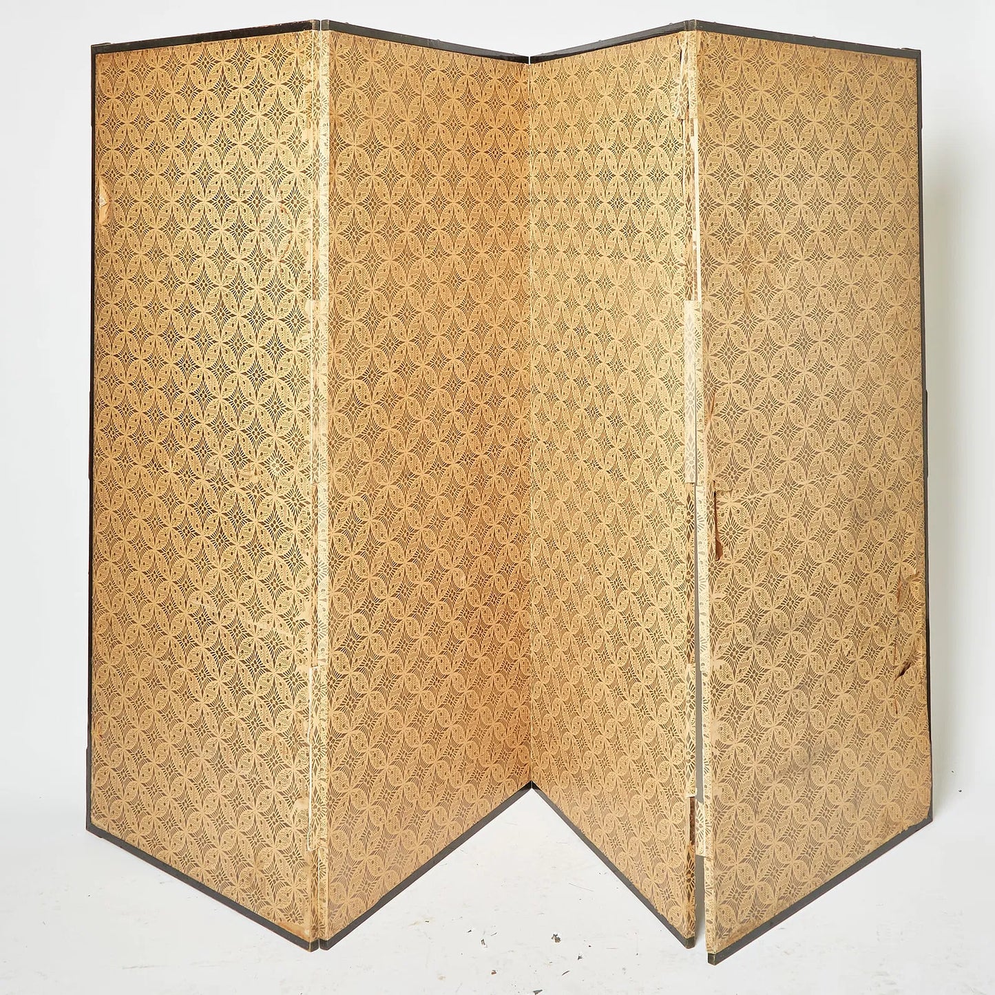 Genroku, circa 1702 Japanese Four-Fold Byoyu Screen Scholars Party Mountain Landscape 67 Inches