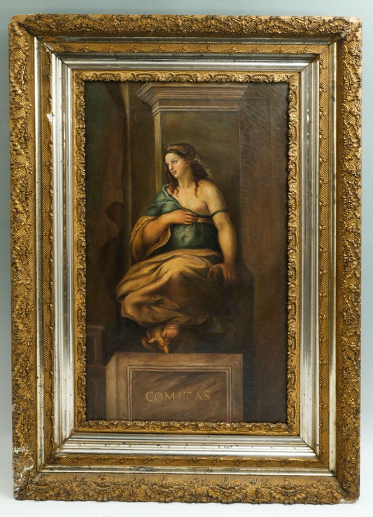 COMITAS PAINTING AFTER RAPHAEL 19thC ROMAN SCHOOL Oil on Canvas 25x13.75