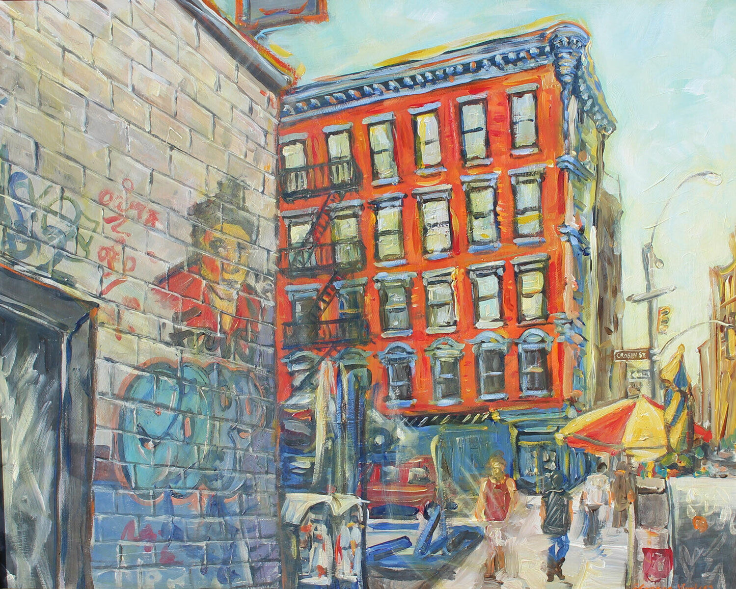 New York City Soho at Crosby St painting by Eleanor Voorhees (American, 20th/21st C.)